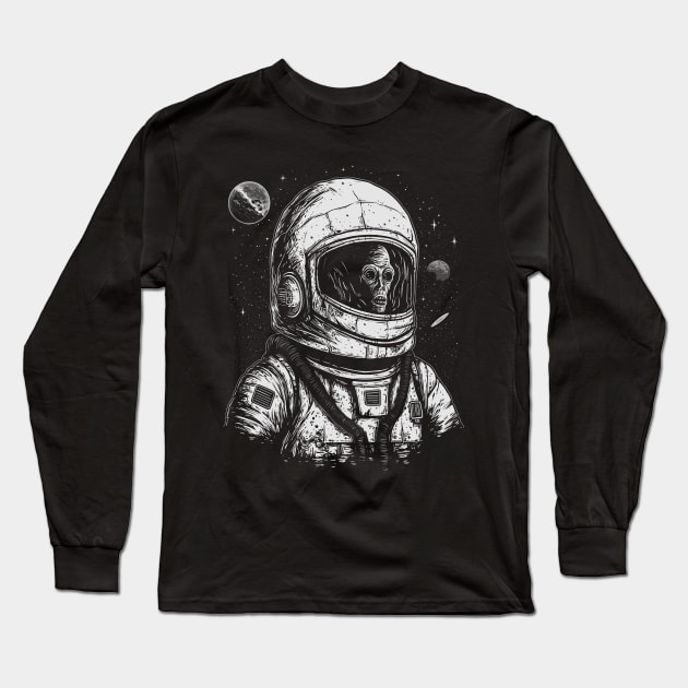 Dark Astronaut Space Horror - Eerie Galactic Nightmare Art Long Sleeve T-Shirt by Soulphur Media